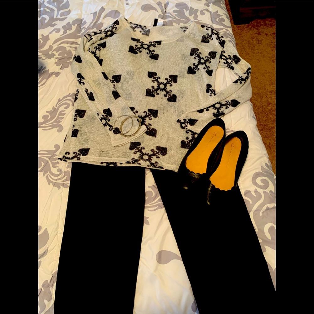 Divided Sheer sparkle patterned top